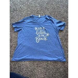 Bella Canvas Women's Blue "Life is Better at‎ the Beach" Tee size 2XL